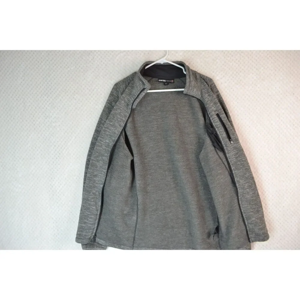 Swiss Tech Men's Large Gray Full Front Zip Fleece Jacket
